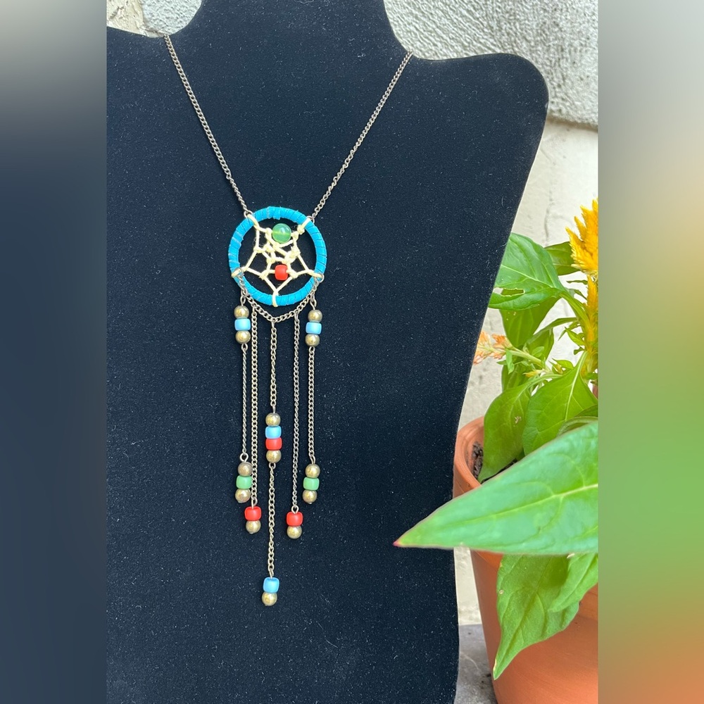 😴 Dream Catcher Adjustable Necklace Featuring Green Chalcedony Stone 💚